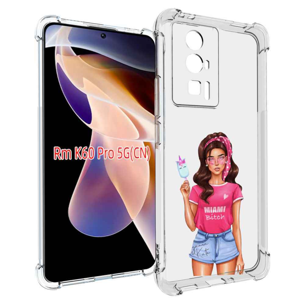 

Чехол MyPads майами-битч женский для Xiaomi Redmi K60 Pro, Прозрачный, Tocco