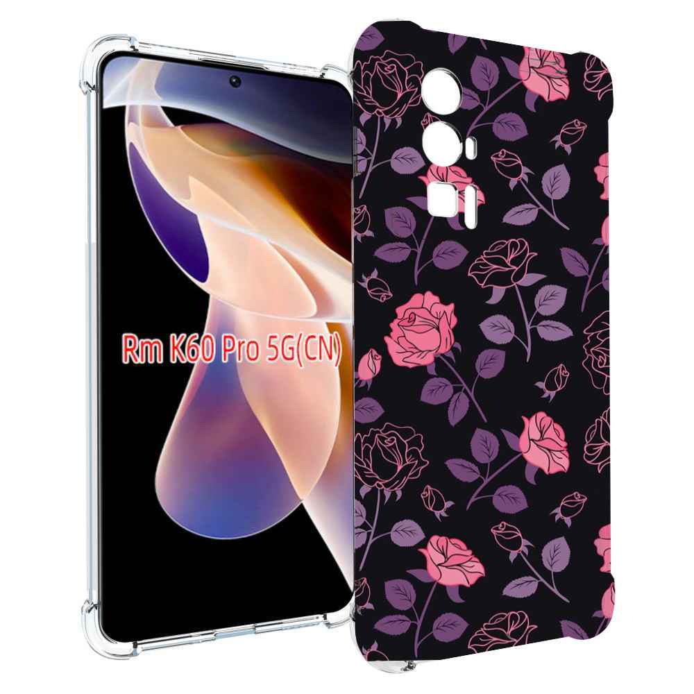 

Чехол MyPads маленькие розочки на черном фоне женский для Xiaomi Redmi K60 Pro, Прозрачный, Tocco