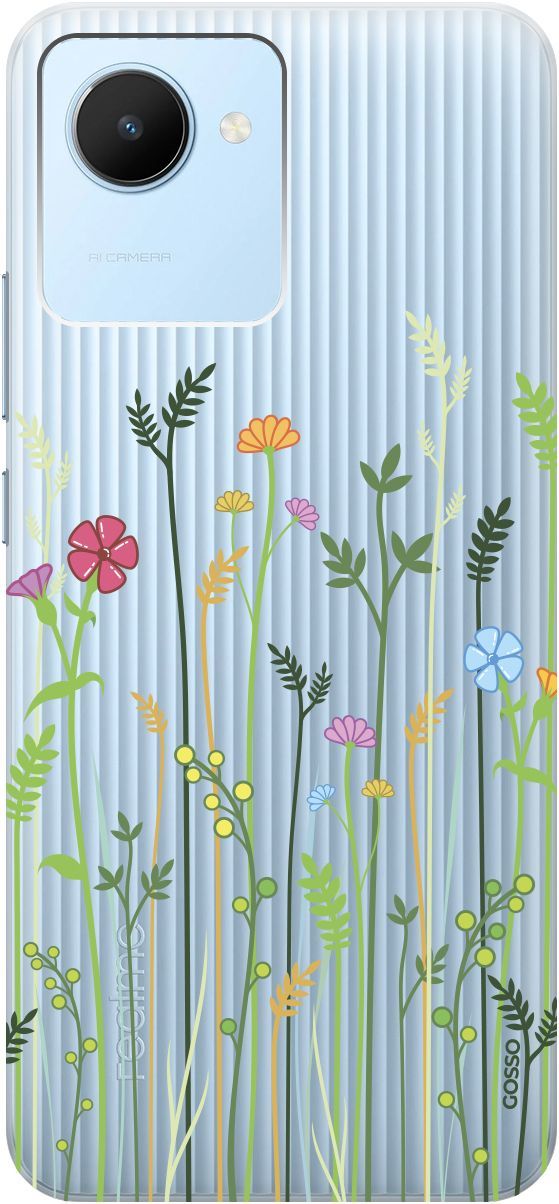 

Силиконовый чехол на realme C30 с 3D принтом "Flowers and Fern" прозрачный, Прозрачный;желтый, 1566800