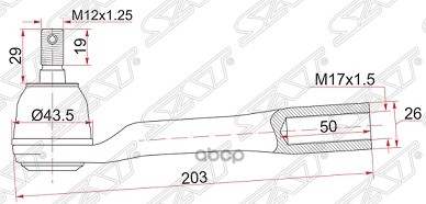 

Наконечник Рулевой Mitsubishi L200/Pajero/Montero Sport/Triton 08- Rh (правый) Sat арт. ST