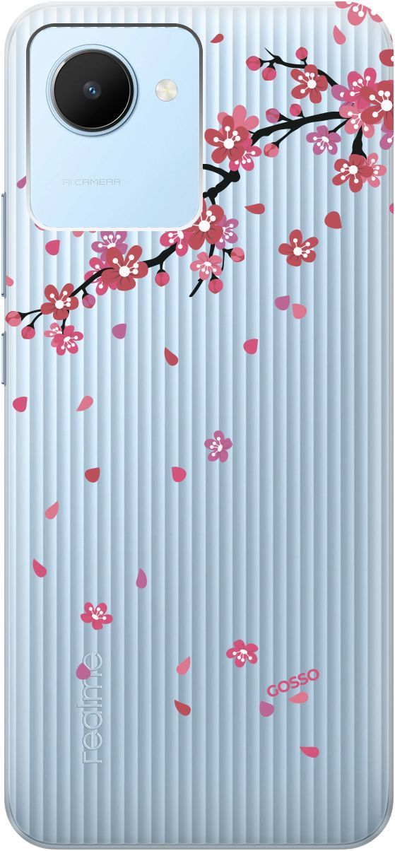 

Силиконовый чехол на realme C30 с 3D принтом "Sakura" прозрачный, Прозрачный;коричневый, 1566800