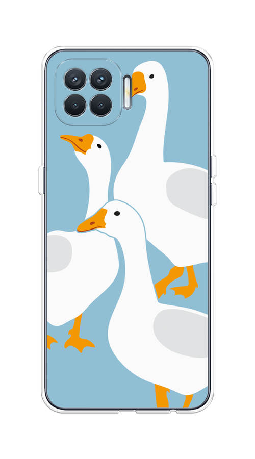 

Чехол на Oppo Reno 4 Lite/A93 "Гусиное трио", Голубой;белый;серый;желтый, 255350-1