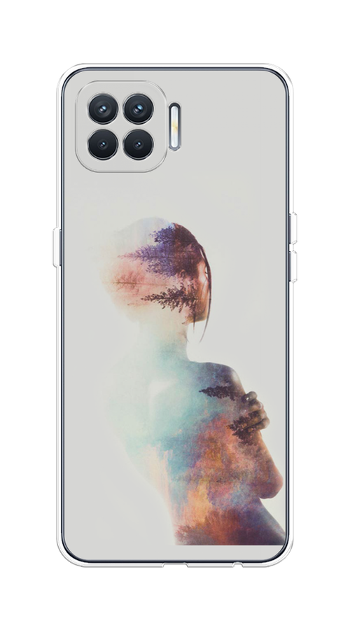 

Чехол на Oppo Reno 4 Lite/A93 "Девушка-лес", Розовый;голубой;серый, 255350-1