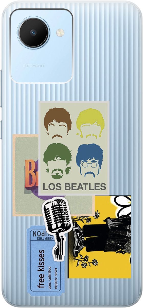 

Силиконовый чехол на realme C30 с 3D принтом "Beatles Stickers" прозрачный, Прозрачный;бежевый, 1566900