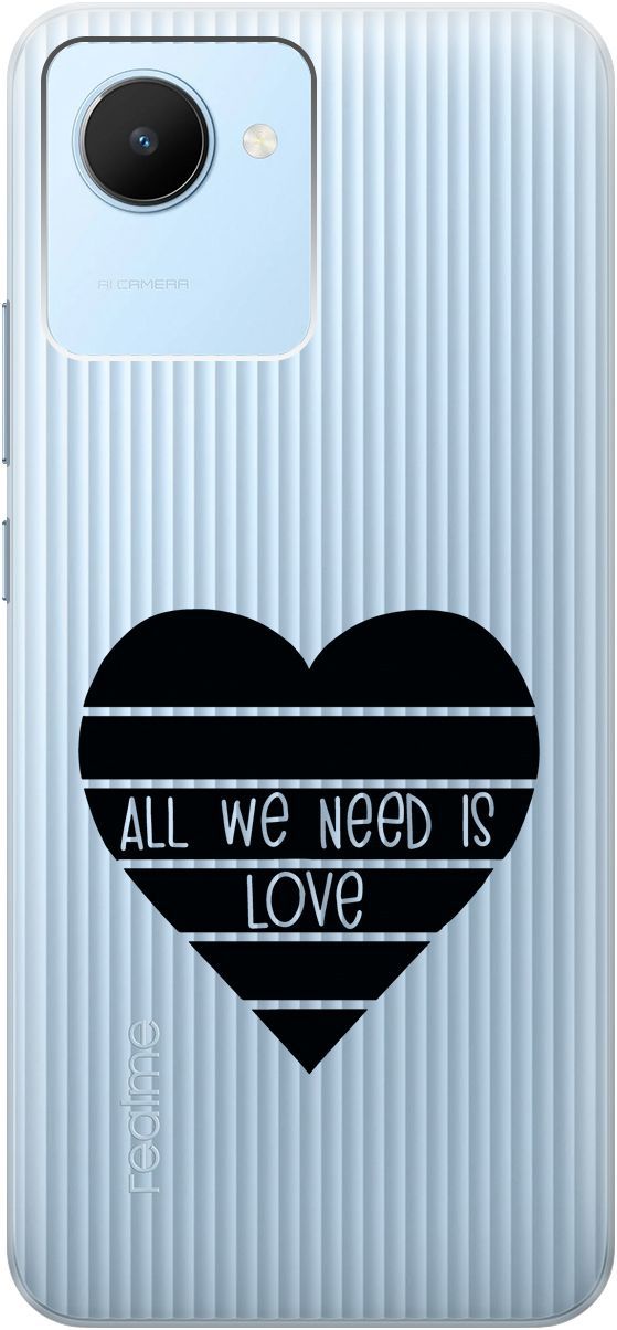 

Силиконовый чехол на realme C30 с 3D принтом "All We Need is Love" прозрачный, Прозрачный;черный, 1566900