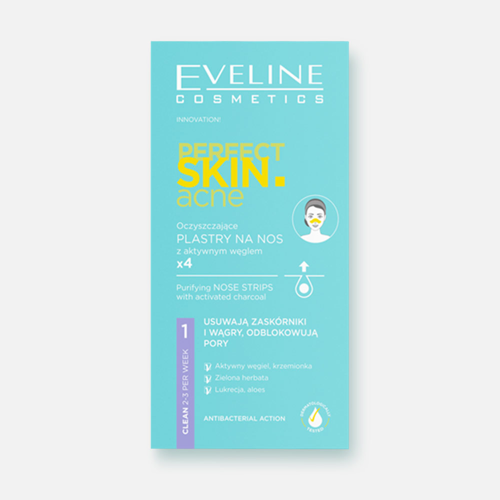 Полоски для носа EVELINE Perfect Skin Acne глубоко очищающие, 4 шт.