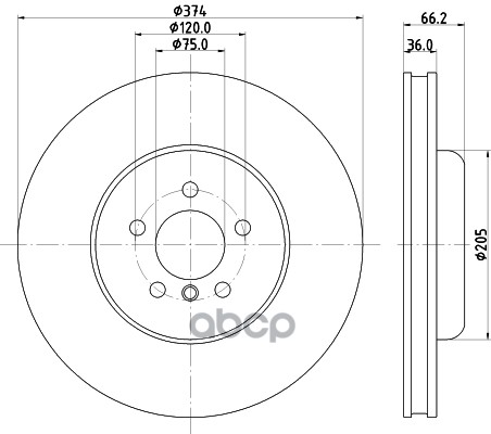 

Диск Тормозной Bmw 5 F07/F10/7 F01-04 Передний Правый Вент. D 374мм. HELLA PAGID арт. 8DD3