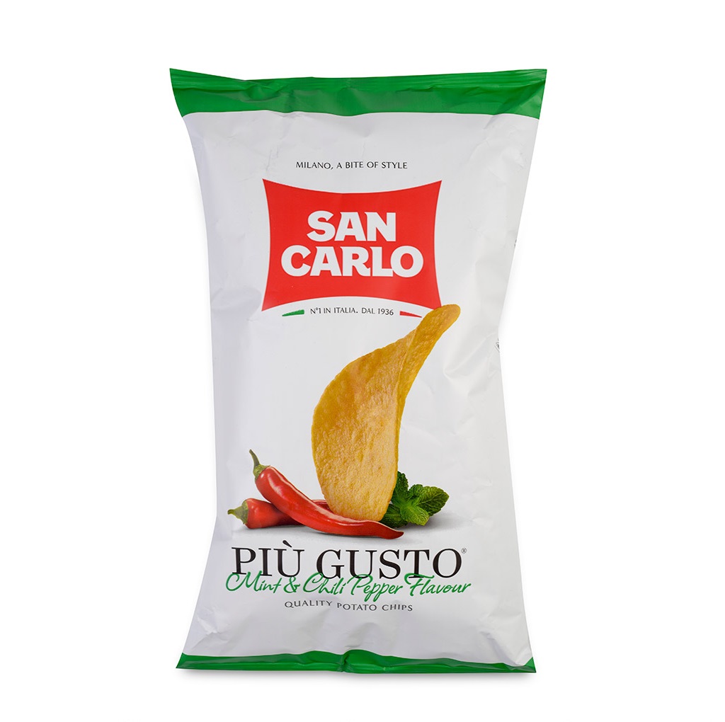 Чипсы картофельные San Carlo со вкусом мяты и острого перца  150г Италия