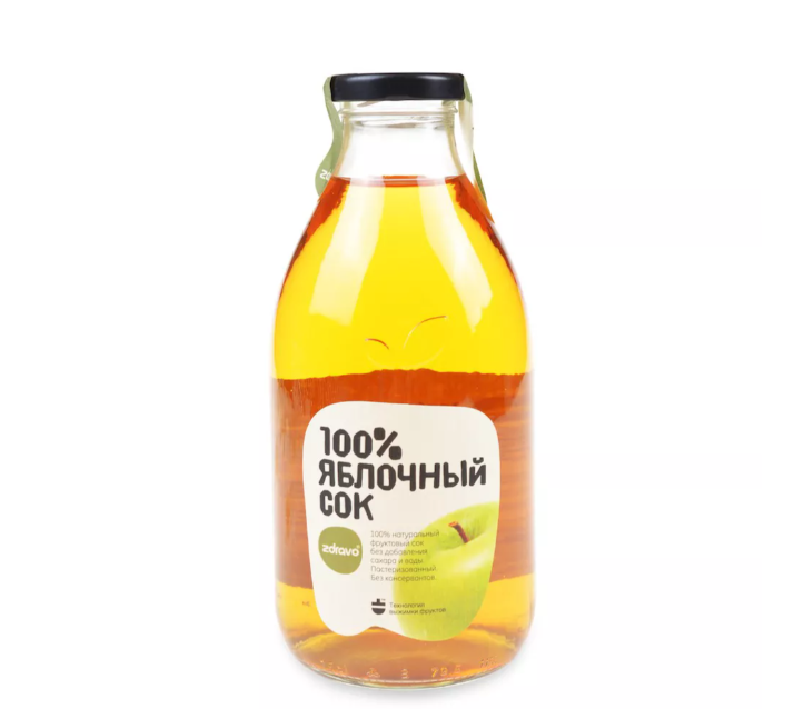 Сок Zdravo яблочный 100% 0.75л Республика Сербия