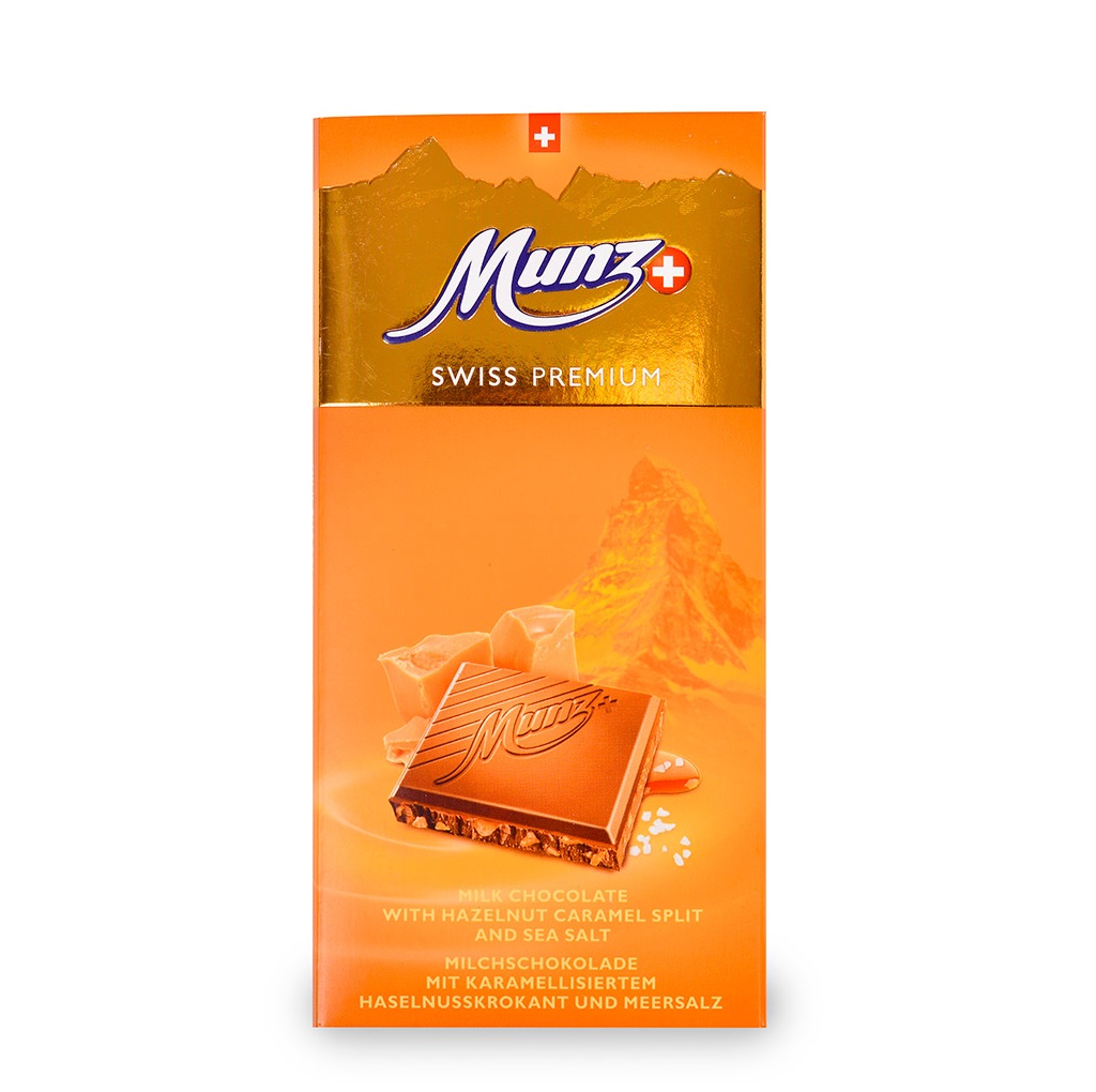

Шоколад молочный MUNZ с карамелизированным фундуком и морской солью Maestrani, 100г