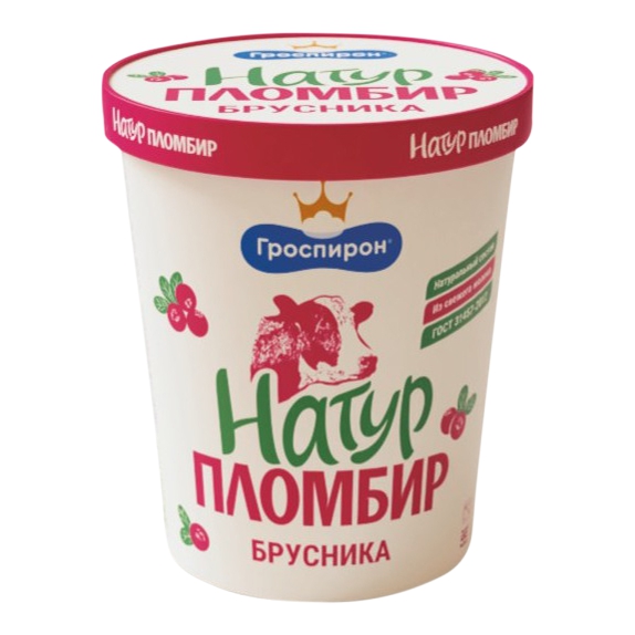 

Мороженое пломбир Гроспирон Натур пломбир с брусникой 250 г