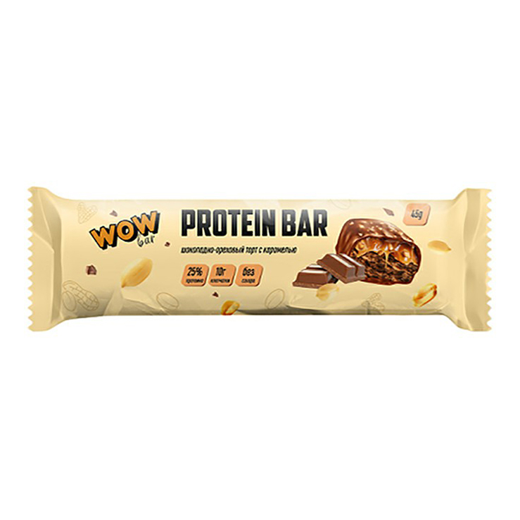 Батончик Prime Kraft WOW Protein Bar протеиновый шоколадно-ореховый торт с карамелью 45 г