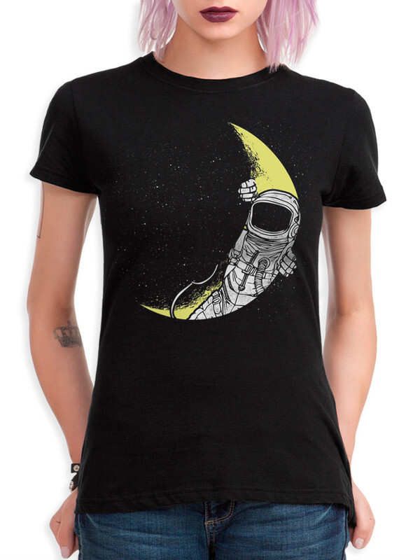 

Футболка женская DS Apparel Космонавт открывает луну 552709-1 черная M, Черный, Космонавт открывает луну 552709-1