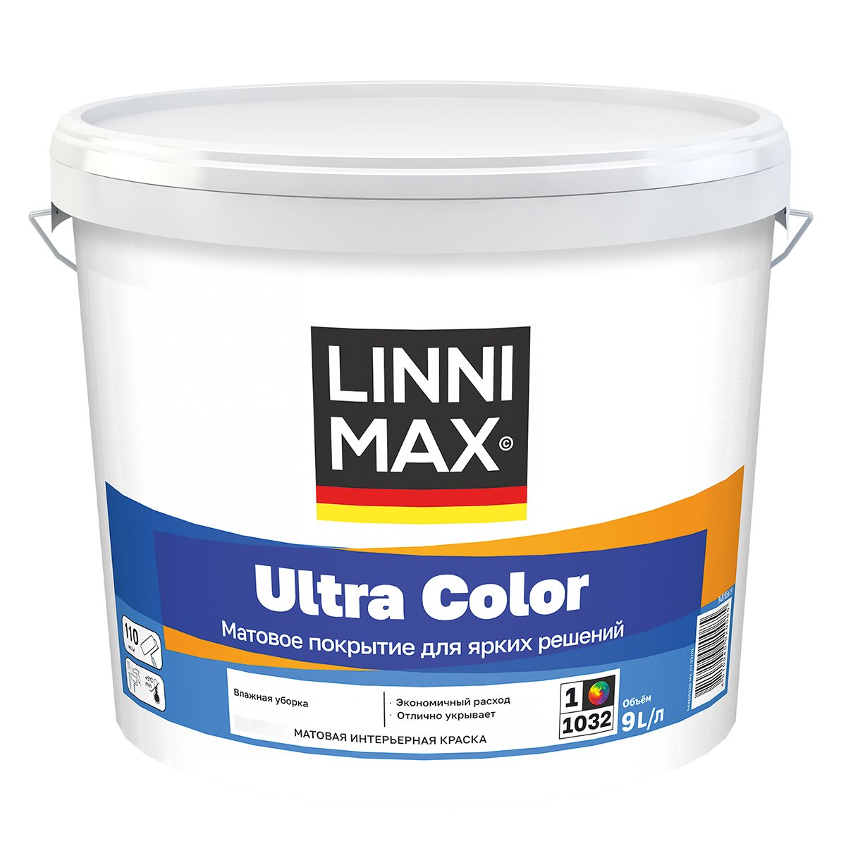 

Краска интерьерная Linnimax Ultra Color, база 1, белая, 9 л, 274801, Белый