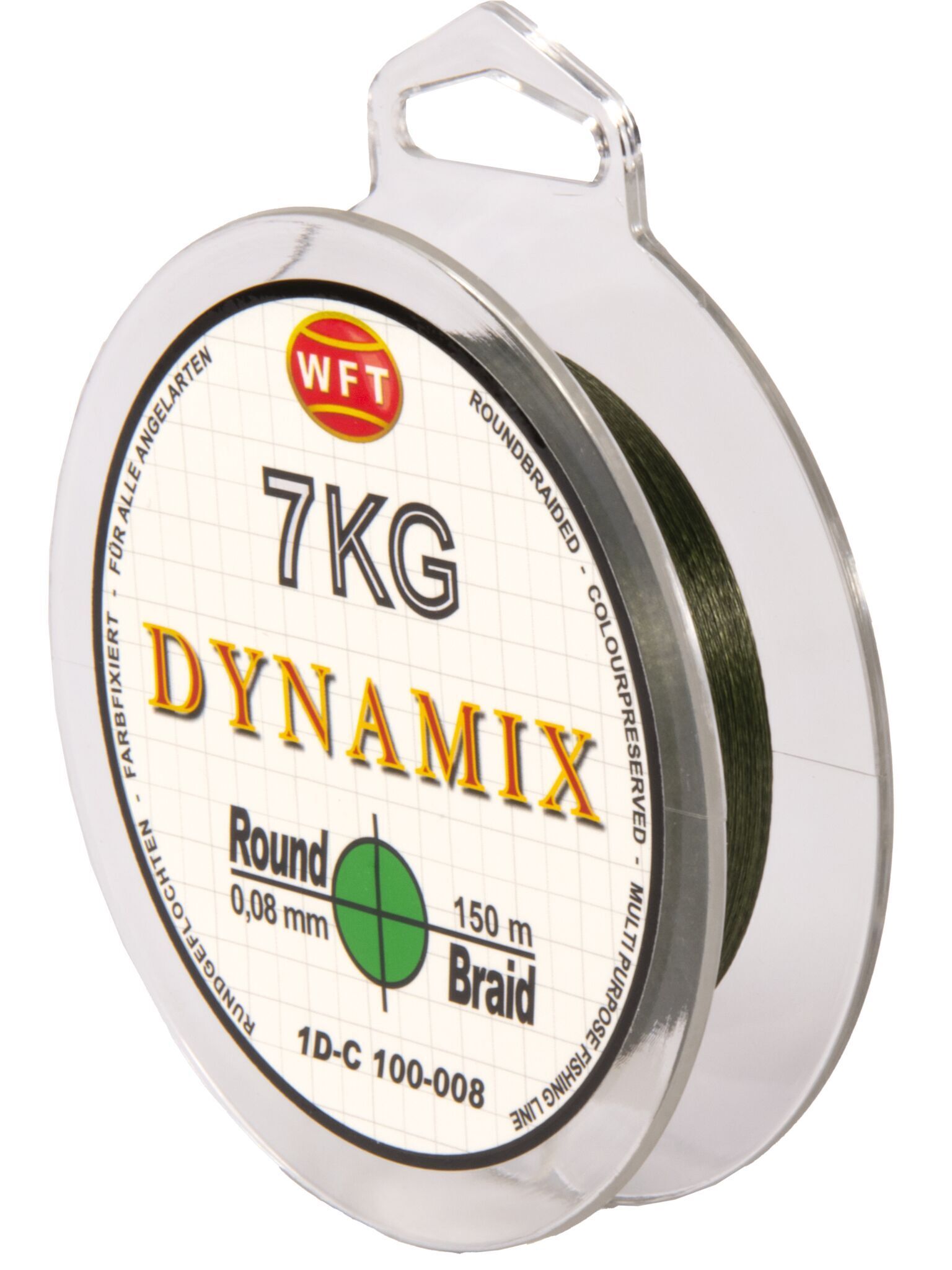 Рыболовная леска WFT KG Round Dynamix 150 м, 0.08 мм Green