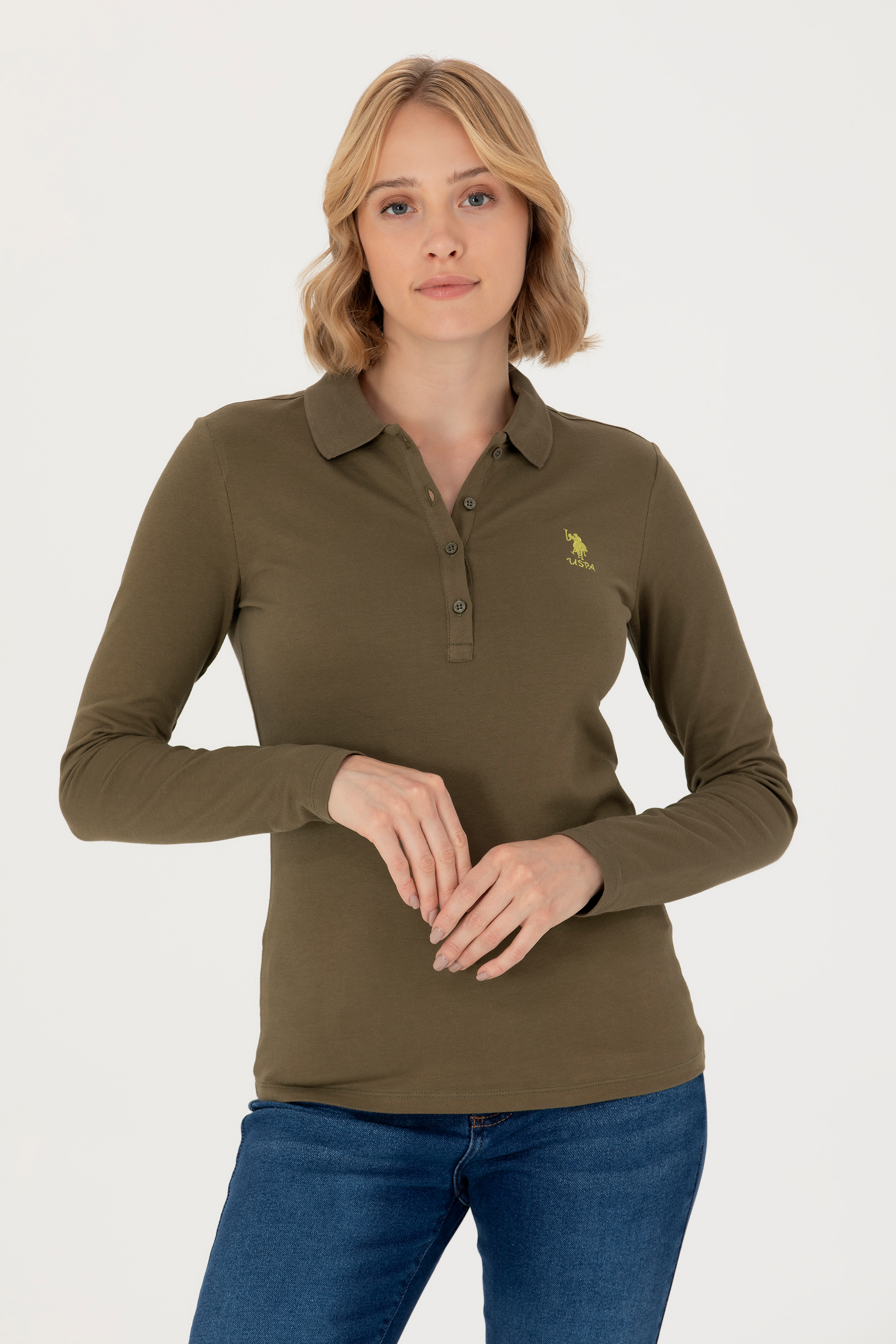 Лонгслив женский US Polo G082SZ0820TPG-SK023 зеленый XL