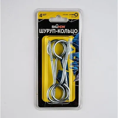 

Шуруп-кольцо BAUHOW 6х80/115-15 оцинкованный 4шт в блистере