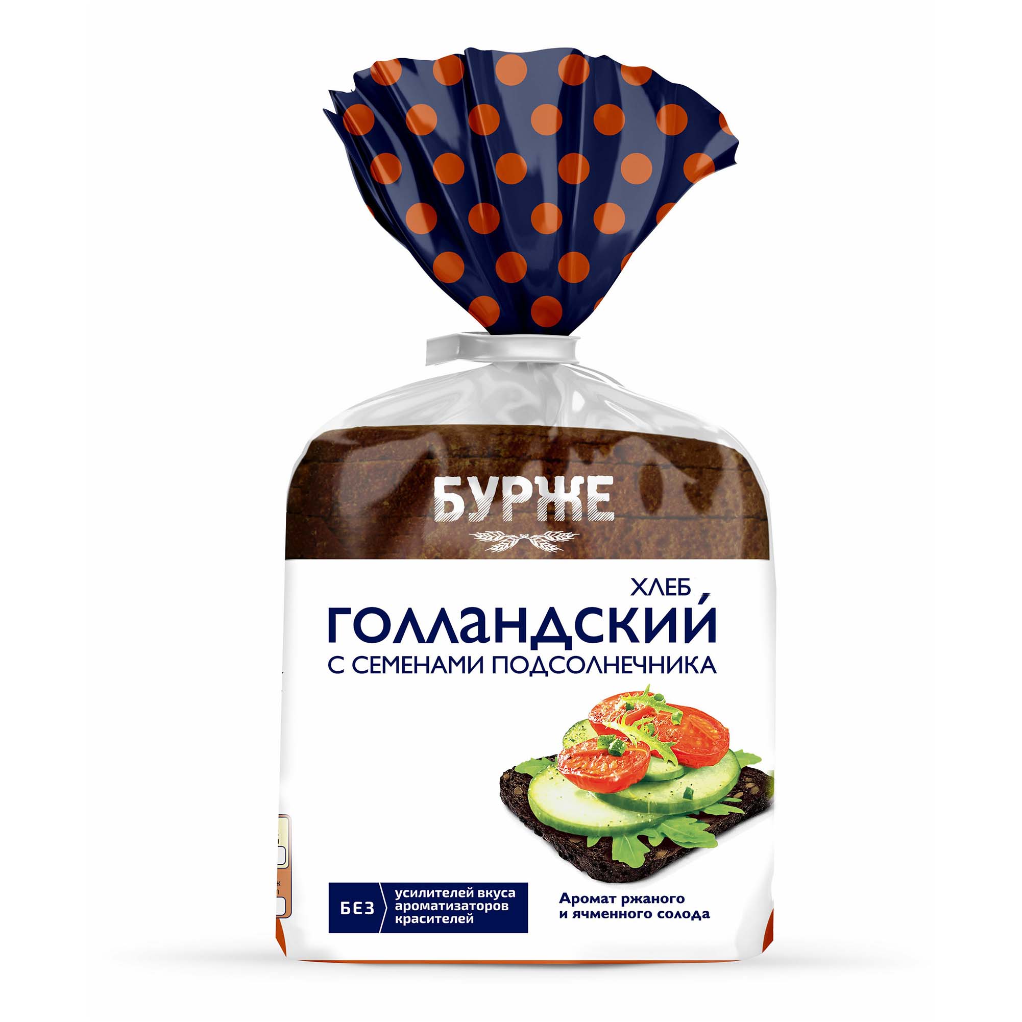 

Хлеб Бурже Голландский ржано-пшеничный в нарезке с семенами подсолнечника 350 г