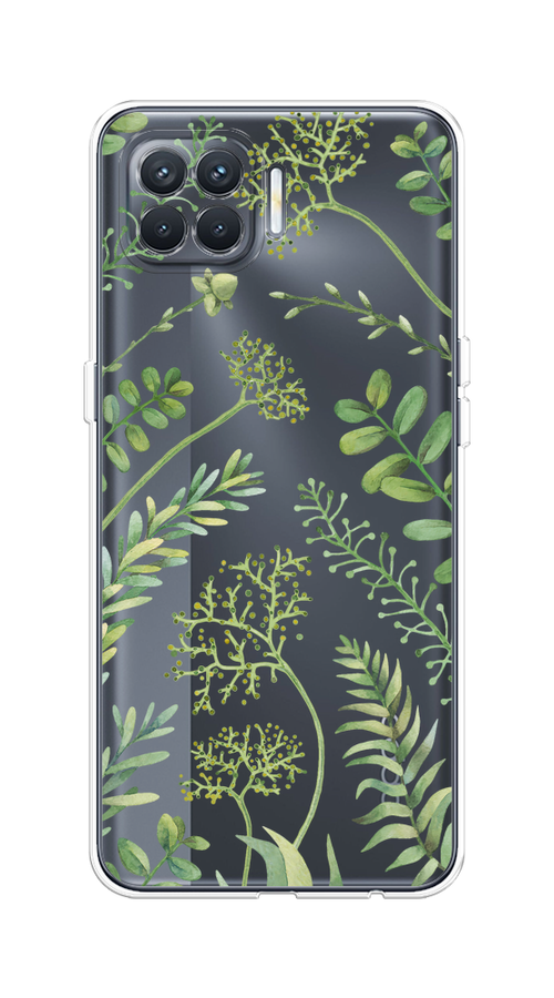 

Чехол на Oppo Reno 4 Lite/A93 "Green Leaves", Зеленый;прозрачный, 255350-1