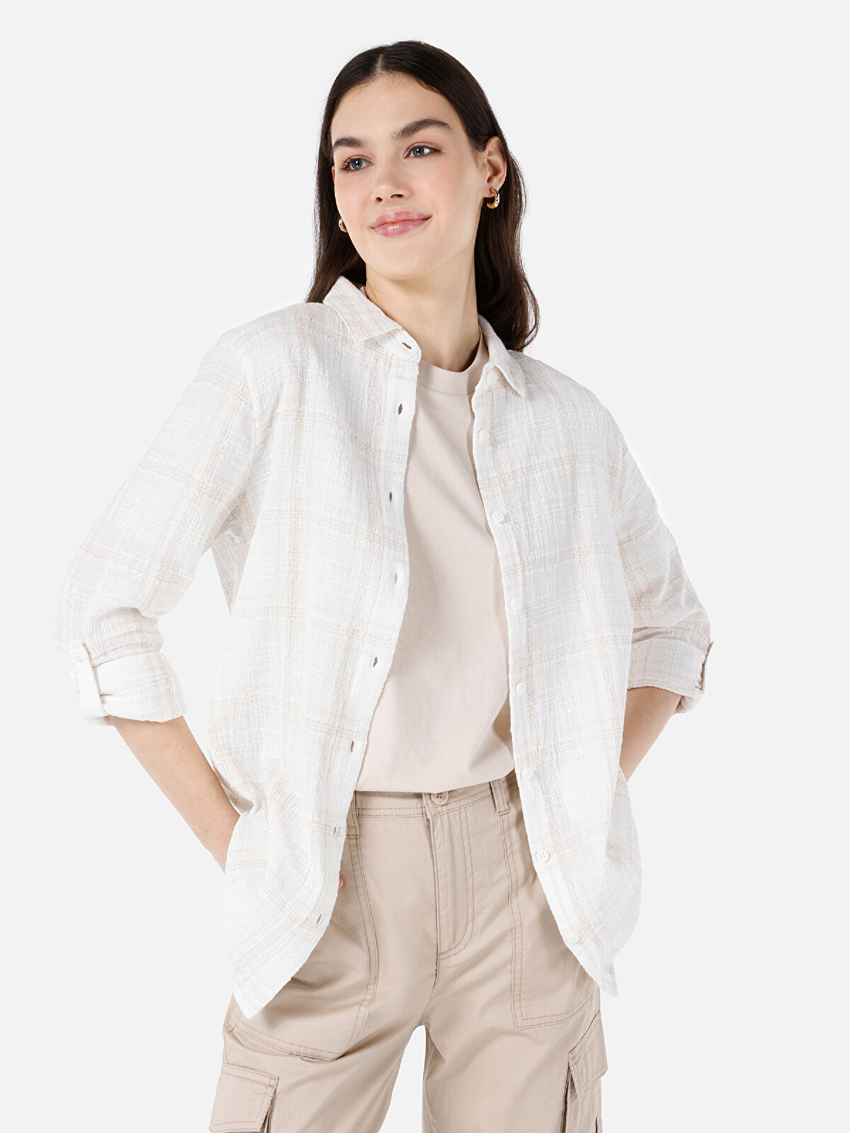 

Рубашка женская Colin's CL1067668 белая XS, Белый, CL1067668