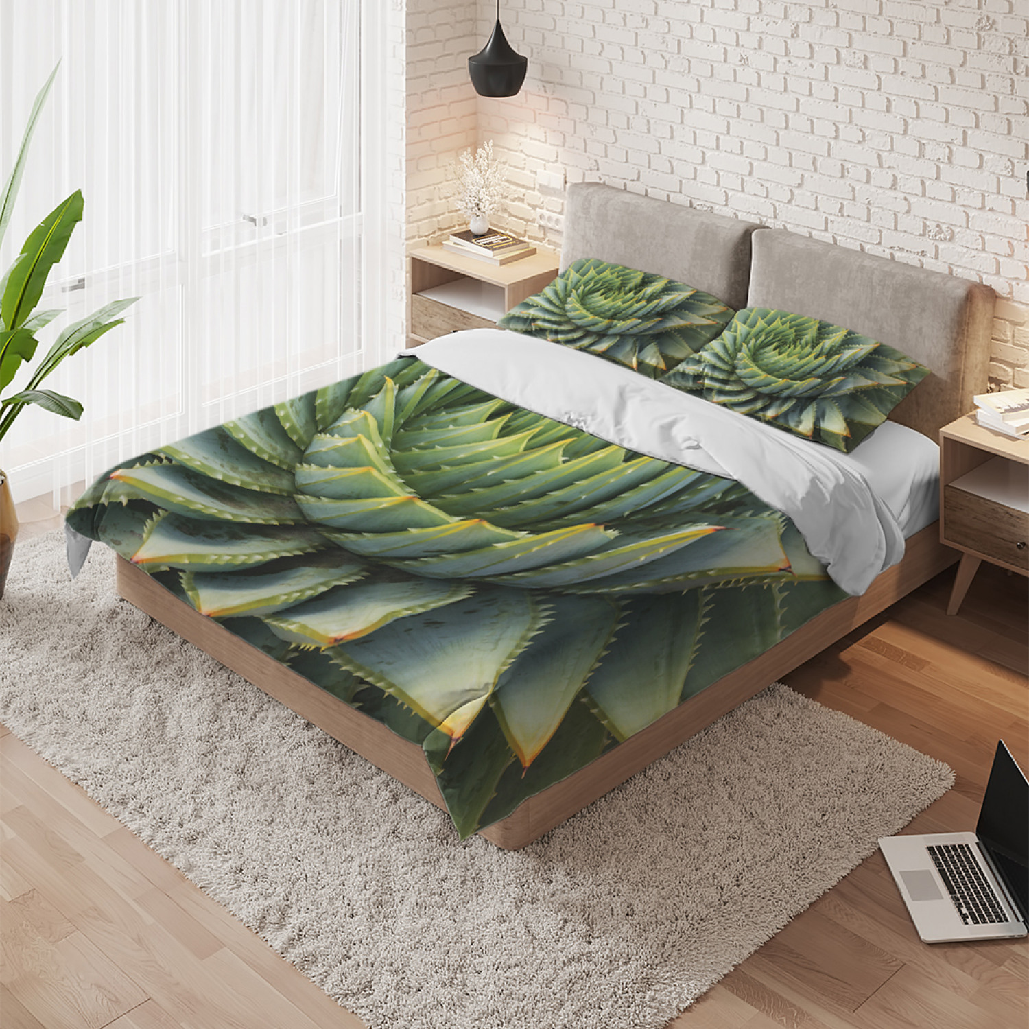 фото Постельное белье ambesonne "вихрь кактутусов", комплект 1,5-спальный с наволочками