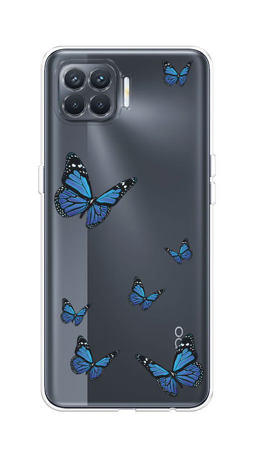 

Чехол на Oppo Reno 4 Lite/A93 "Blue butterflies", Синий;черный, 255350-1