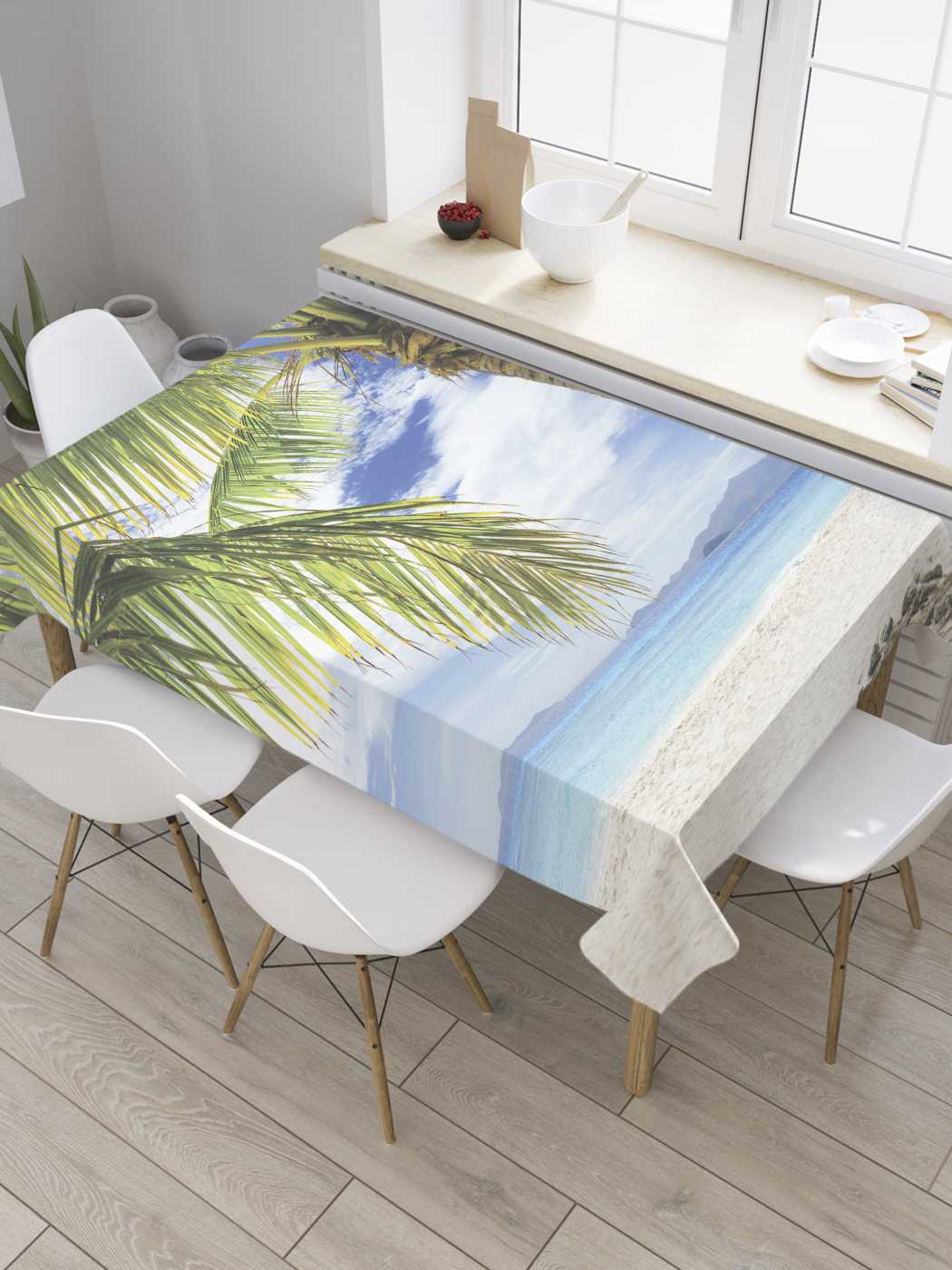 

Скатерть прямоугольная JoyArty "Взрослая пальма" из оксфорда, 180x145 см, Голубой, Взрослая пальма