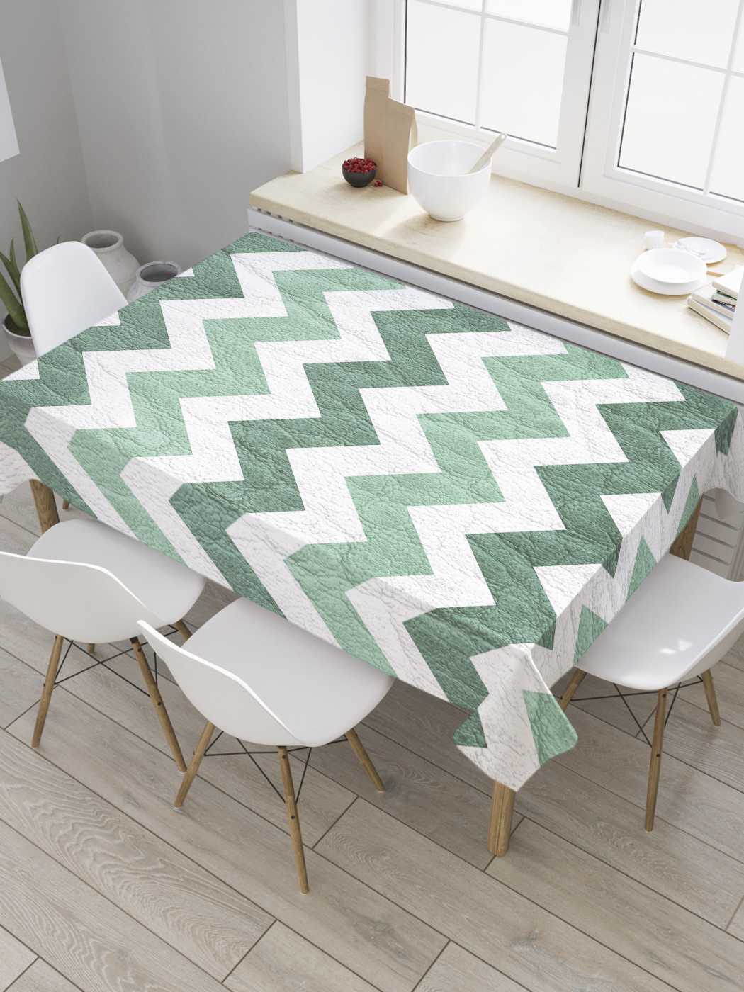 

Скатерть прямоугольная JoyArty "Зигзаги древности" из оксфорда, 180x145 см, Белый, Зигзаги древности