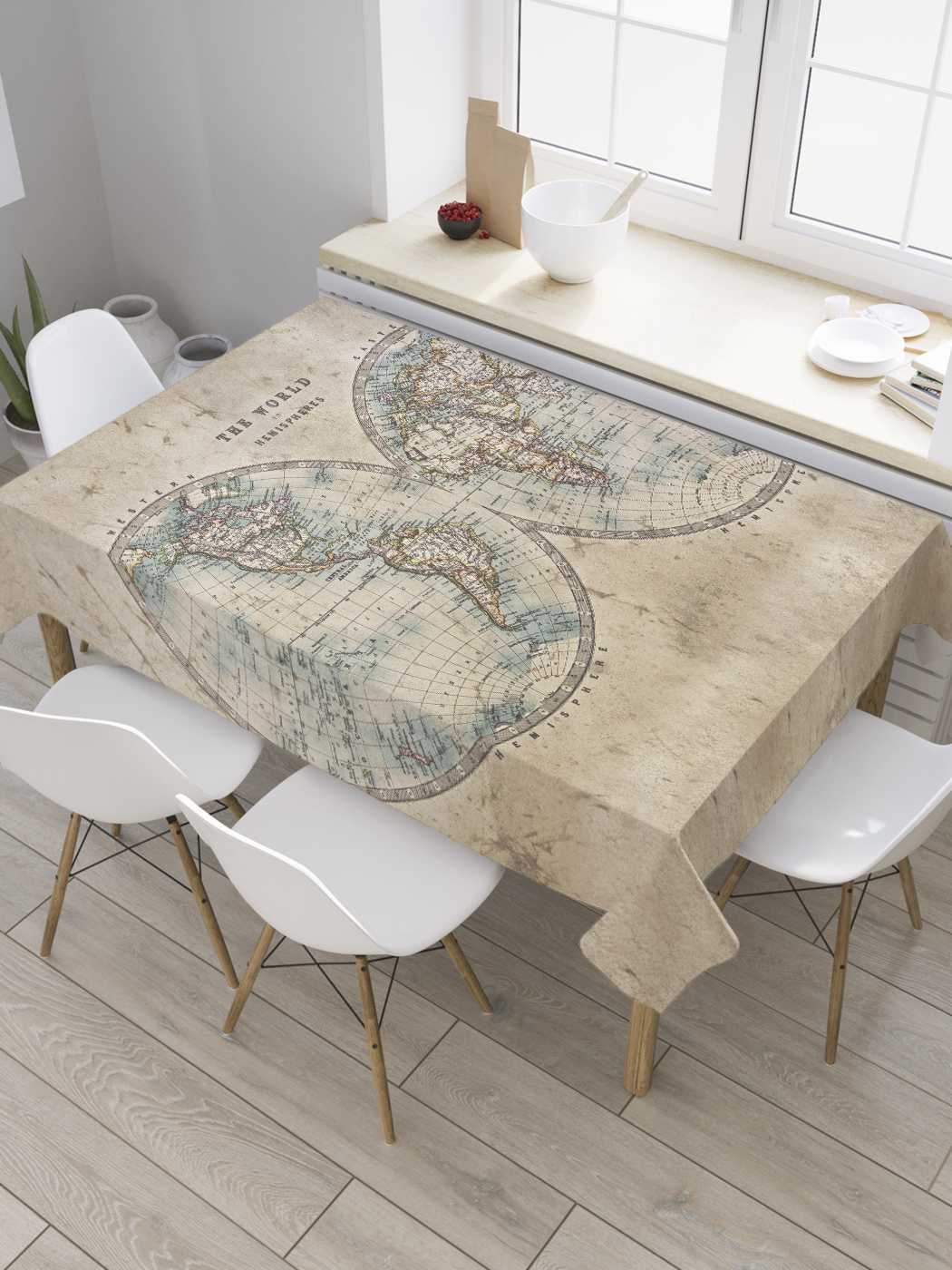 

Скатерть прямоугольная JoyArty "Древняя карта" из оксфорда, 180x145 см, Древняя карта