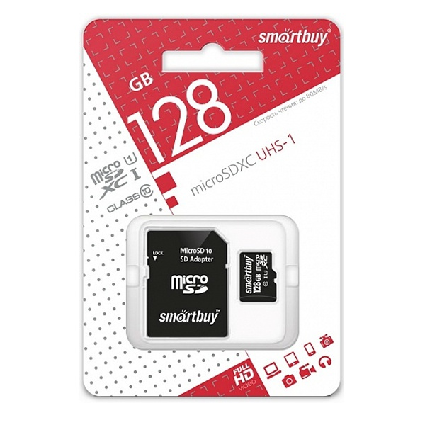 Карта памяти SmartBuy Micro SDXC 128Гб SB128GBSDCL10-01