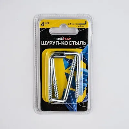 

Шуруп-костыль BAUHOW 6х60 оцинкованный 4шт в блистере