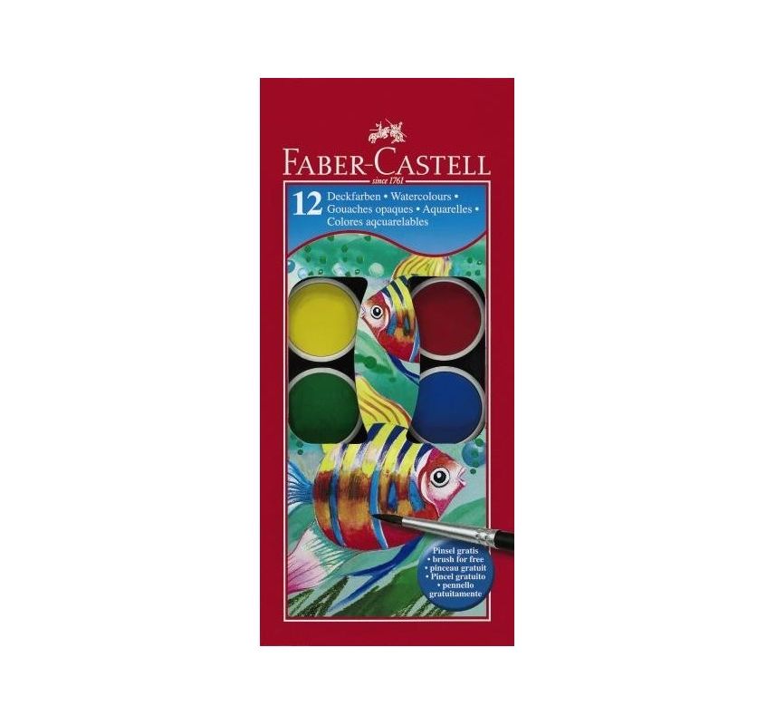 

Краски акварельные Faber Castell Watercolours с кисточкой 12 шт.