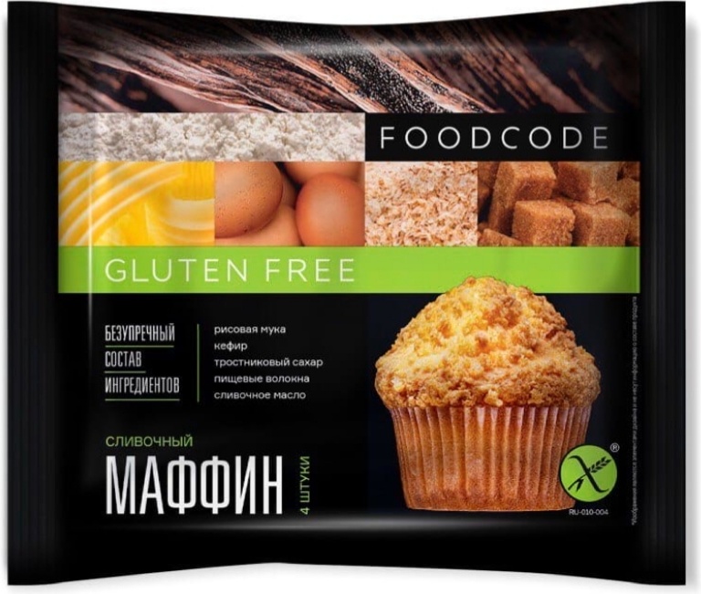 

Маффины Foodcode сливочные без глютена 4*60г