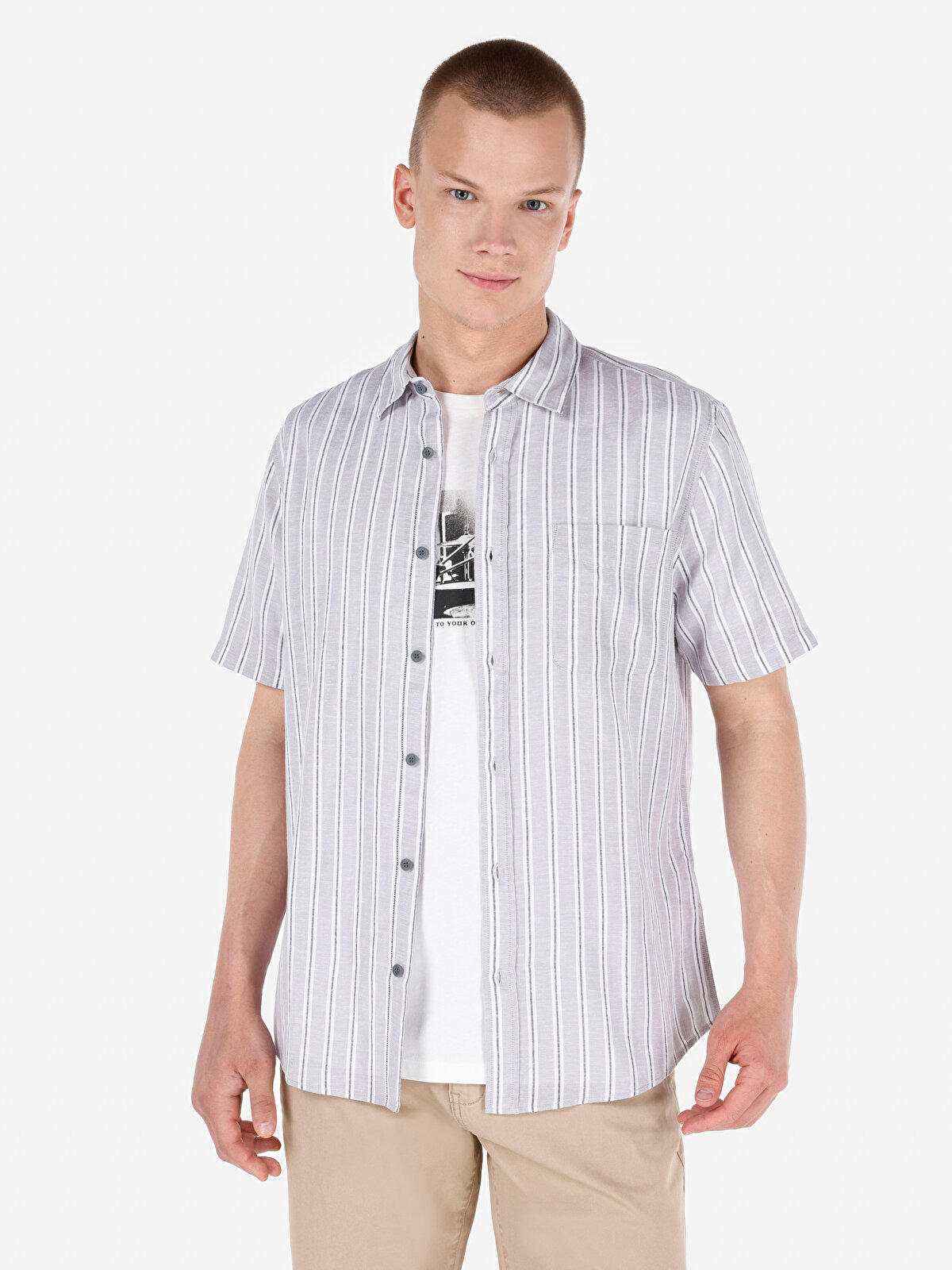 

Рубашка мужская Colin's CL1067847 серая XL, Серый, CL1067847