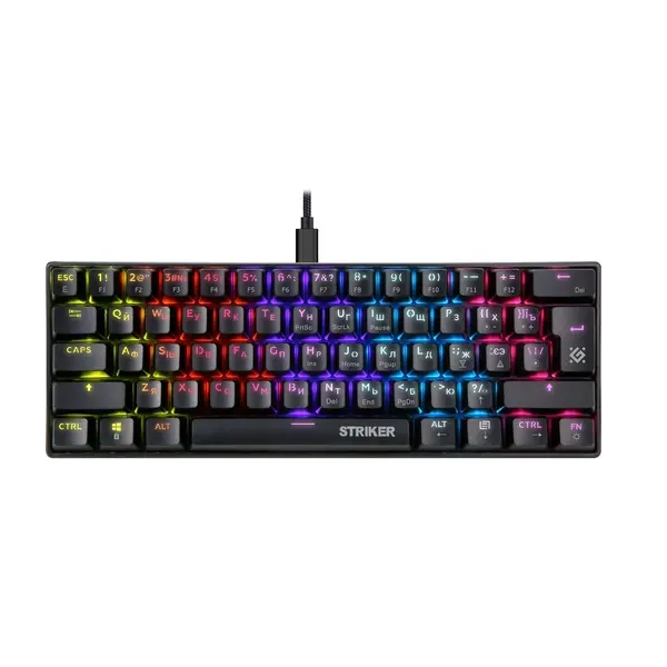 Проводная игровая клавиатура Defender Striker Rainbow Black (45380)