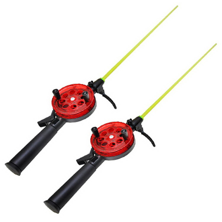 Удочка зимняя Три кита Техно d-65 пластмас ручка хлыст поликарб красная, 2 шт