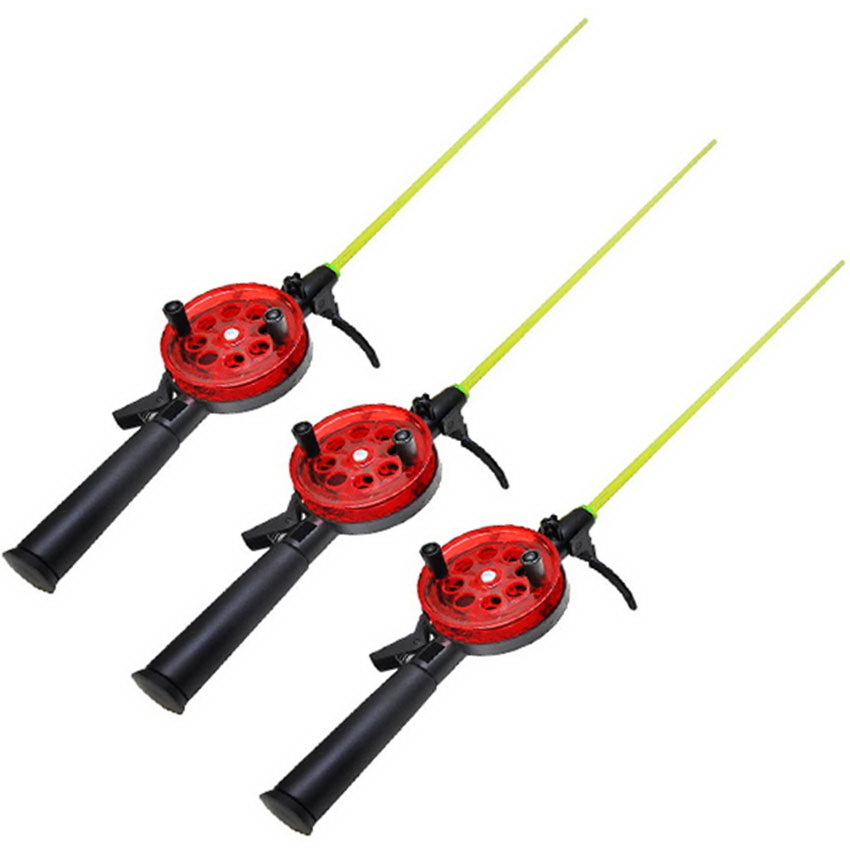 Удочка зимняя Три кита Техно d-65 пластмас ручка хлыст поликарб красная, 3 шт