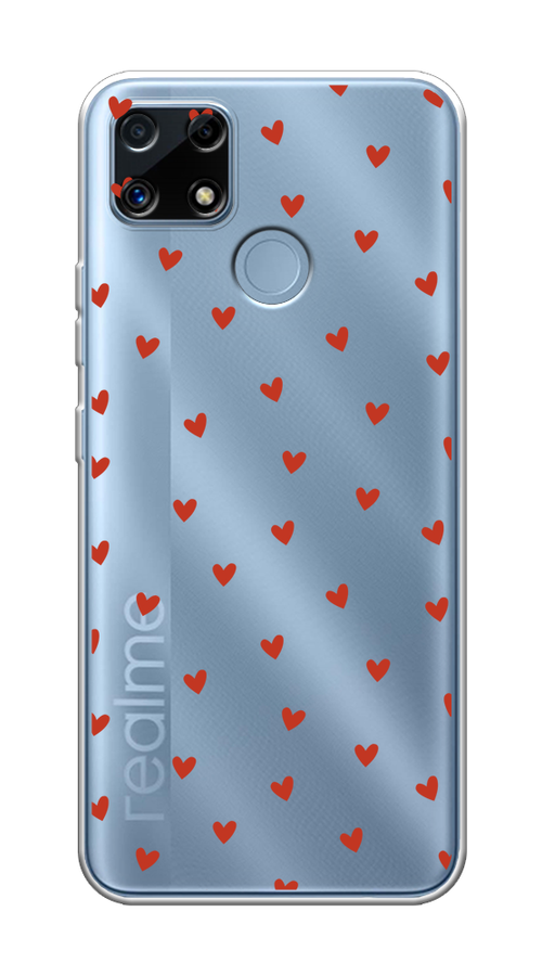 

Чехол на Realme C25/C25s "Red hearts", Красный;прозрачный, 257450-1