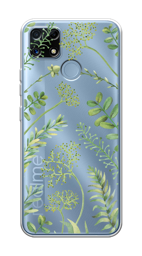 

Чехол на Realme C25/C25s "Green Leaves", Зеленый;прозрачный, 257450-1