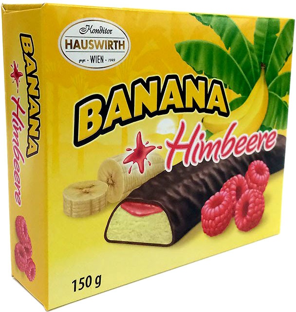 Суфле Hauswirth Банановое шокобананы с малиновым джемом в темном шоколаде 150г