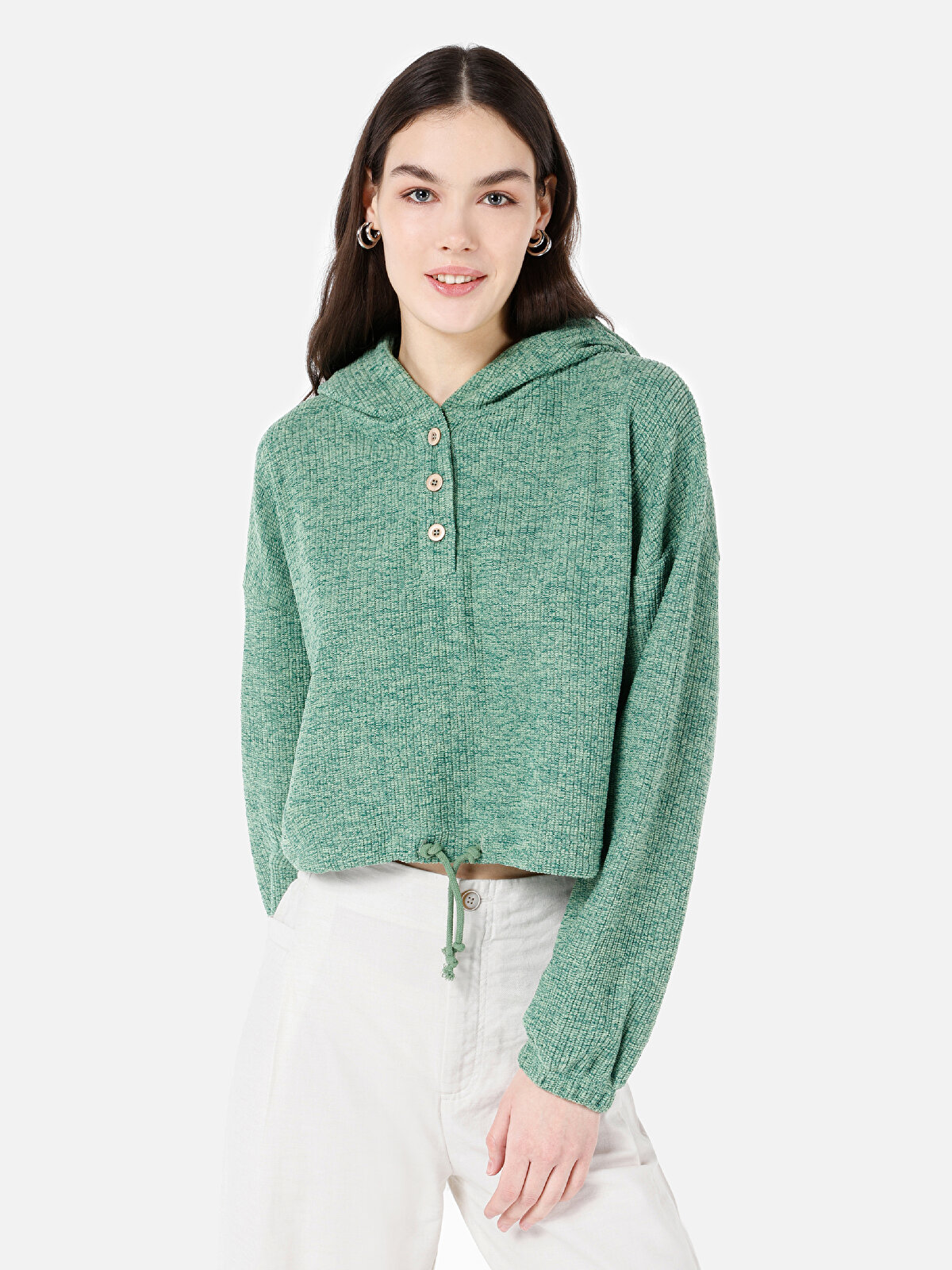 

Худи женское Colin's CL1067495 зеленое M/L, Зеленый, CL1067495
