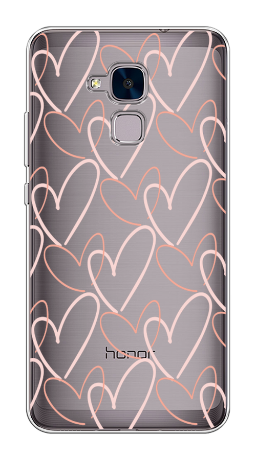 

Чехол на Honor 5C "Узор из сердечек", Розовый;бежевый, 60450-6