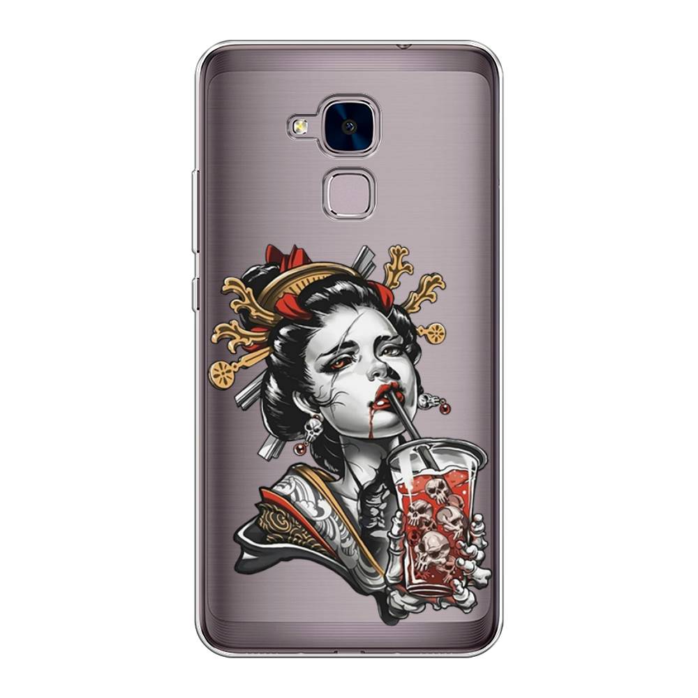 

Чехол на Honor 5C "Опасная гейша", Красный;черный;серый, 60450-4