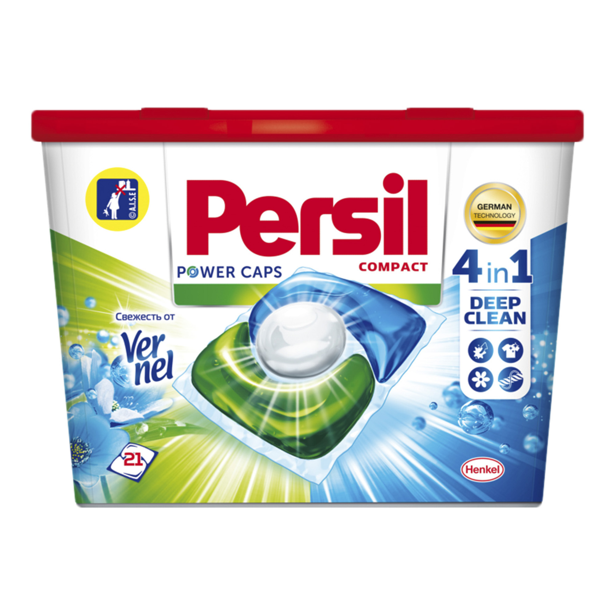 

Капсулы Persil Power Caps Свежесть от Vernel 4 в 1 для цветного белья 21 шт.