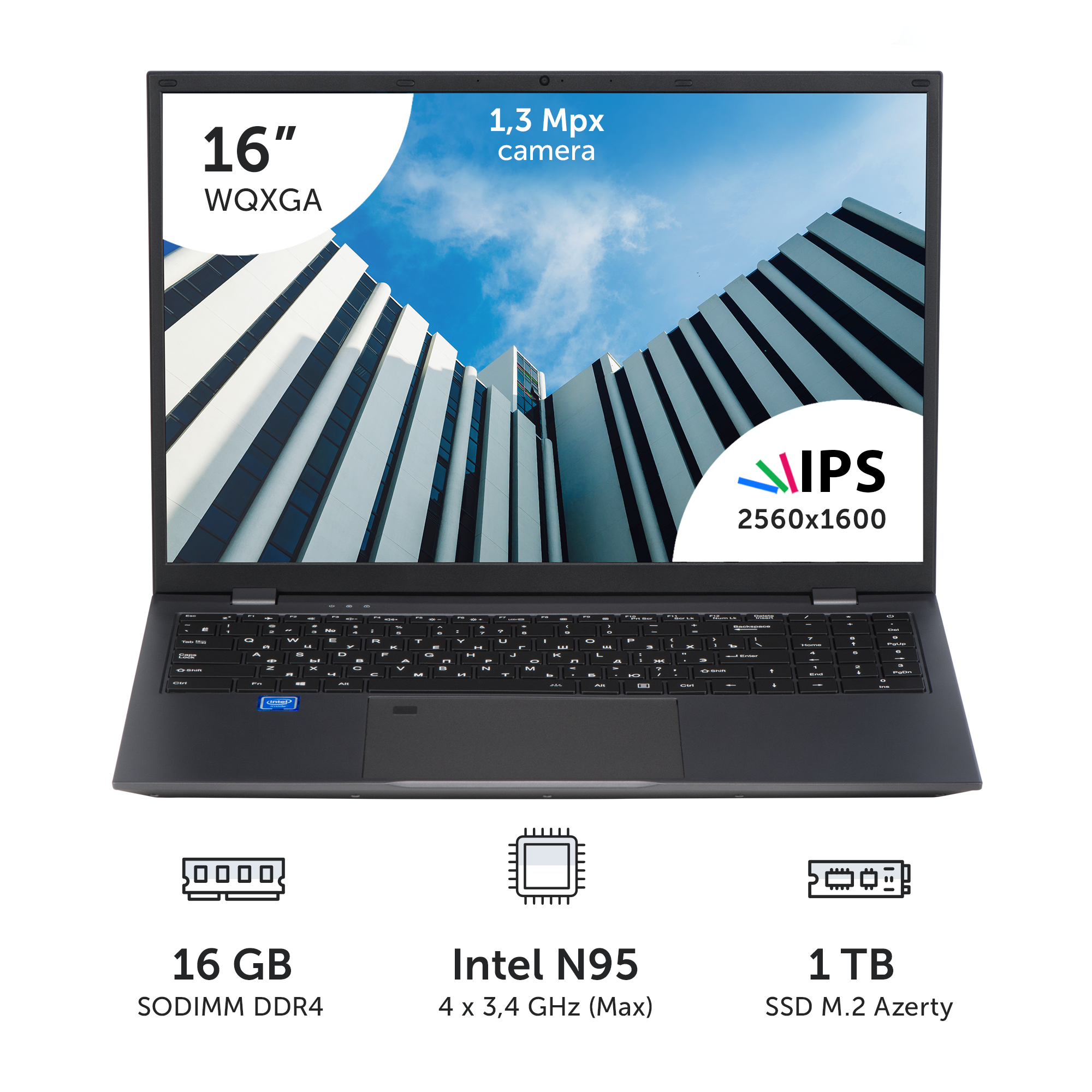 

Ноутбук Azerty AZ-1616 (16" IPS 2560x1600 Intel N95 4x1.7Ghz, 16Gb DDR4, 1Tb SSD), AZ-1616