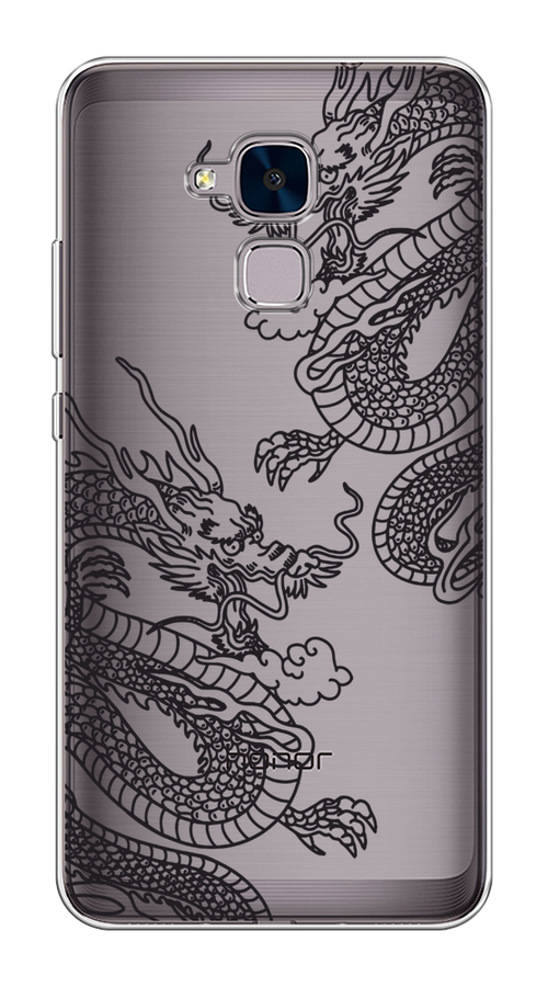 

Чехол на Honor 5C "Два китайских дракона", Серый;черный, 60450-1