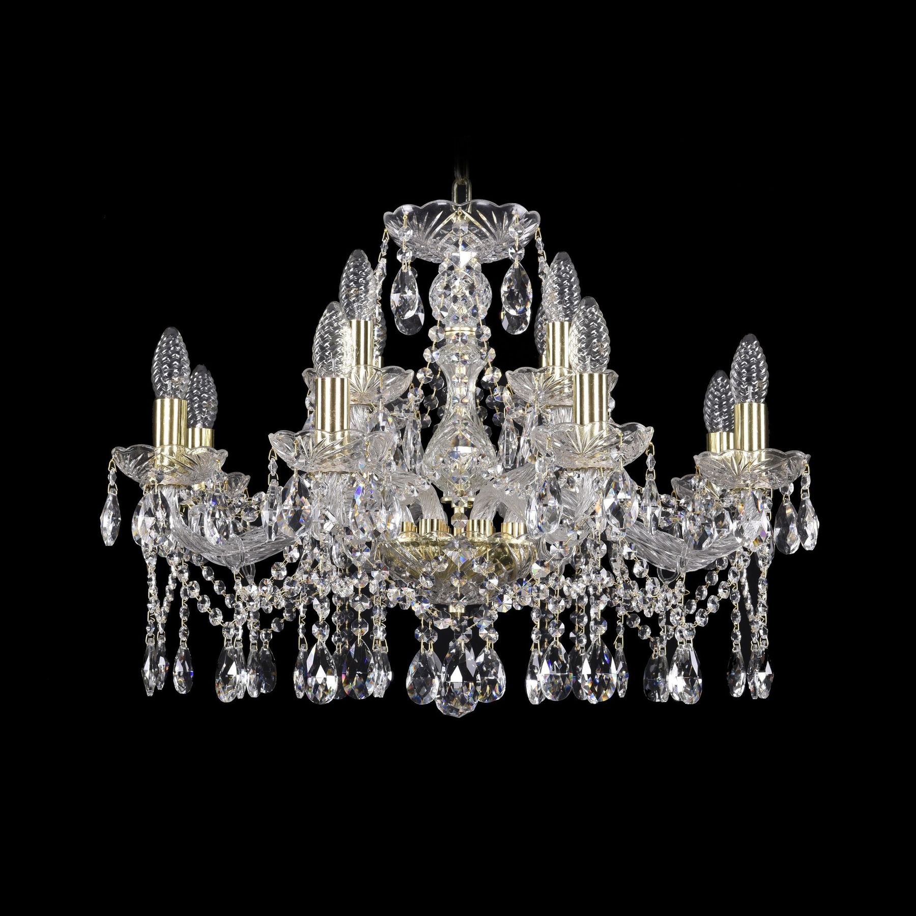 

Хрустальная люстра 1413/8+4/220 G Bohemia Ivele Crystal, 1413/8+4/220 G