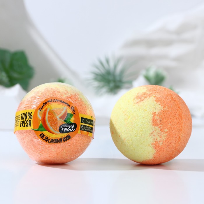 

Бомбочка для ванны Beauty Fox Апельсиновый BOOM, 120 г, 3шт., Оранжевый