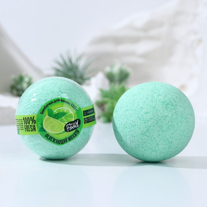 

Бомбочка для ванны Beauty Fox Освежающий мохито, 120 г, 2шт., Голубой