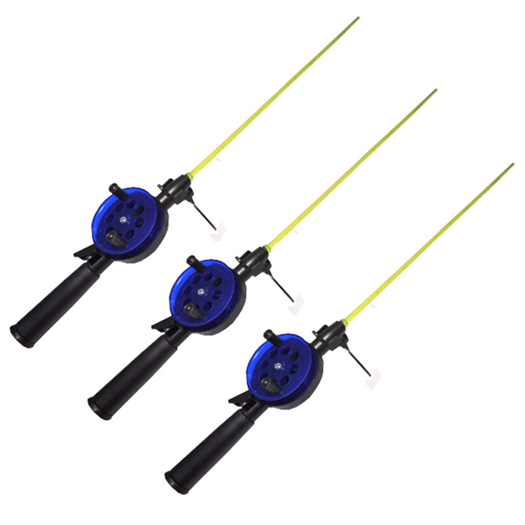 Удочка зимняя Три кита Техно d-65 пластмас ручка хлыст поликарб синяя, 3 шт